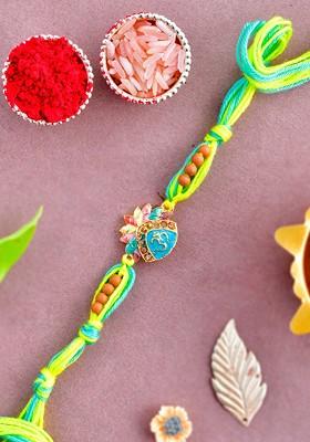 Men Stone Studded And Om Charm Beaded Rakhi