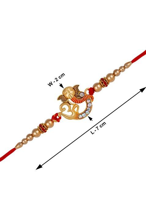 Unisex Set Of 2 Rakhis With Roli Chawal 1 Greeting Card And Pooja Thali