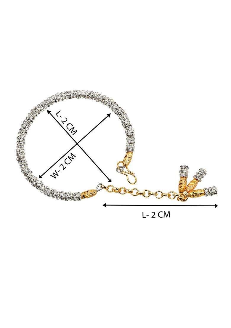 Set Of 2 Charm Bracelet Rakhis With Roli Chawal 1 Greeting Card And Pooja Thali - Indya
