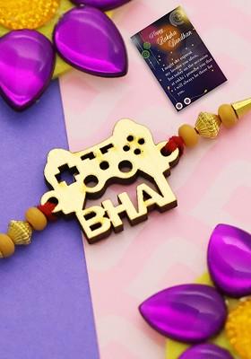 Unisex Set Of 2 Charm Rakhis With Roli Chawal 1 Greeting Card And Pooja Thali