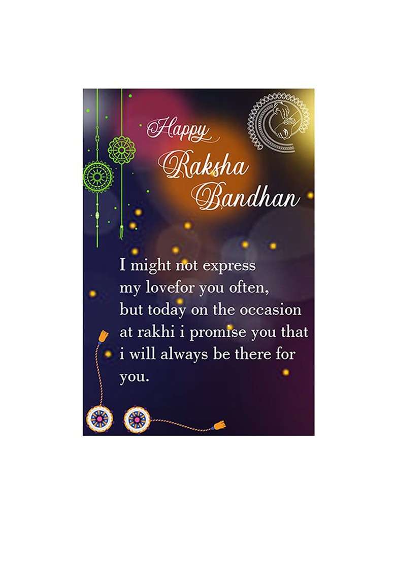 Unisex Set Of 2 Charm Rakhis With Roli Chawal 1 Greeting Card And Pooja Thali - Indya