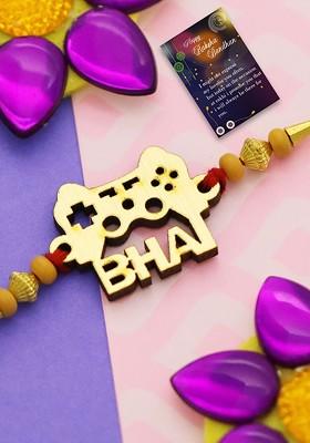 Set Of 2 Charm Detail Rakhis With Roli Chawal 1 Greeting Card And Pooja Thali