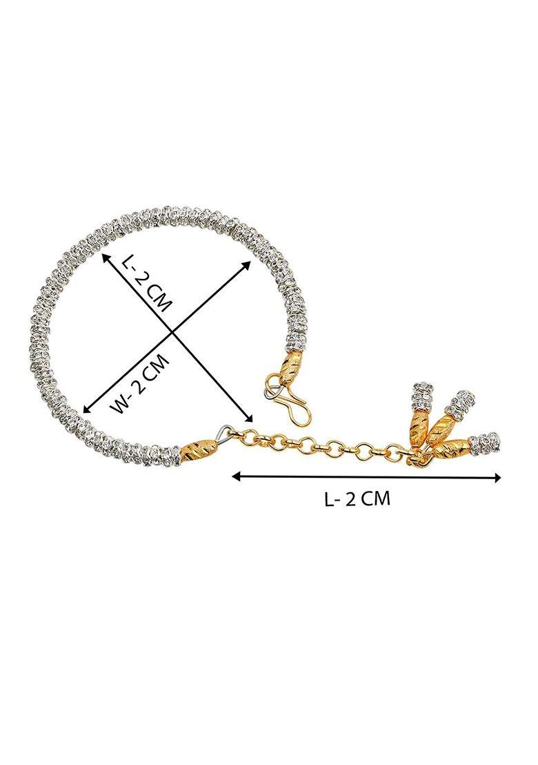 Set Of 2 Charm Bracelet Rakhis With Roli Chawal 1 Greeting Card And Pooja Thali - Indya