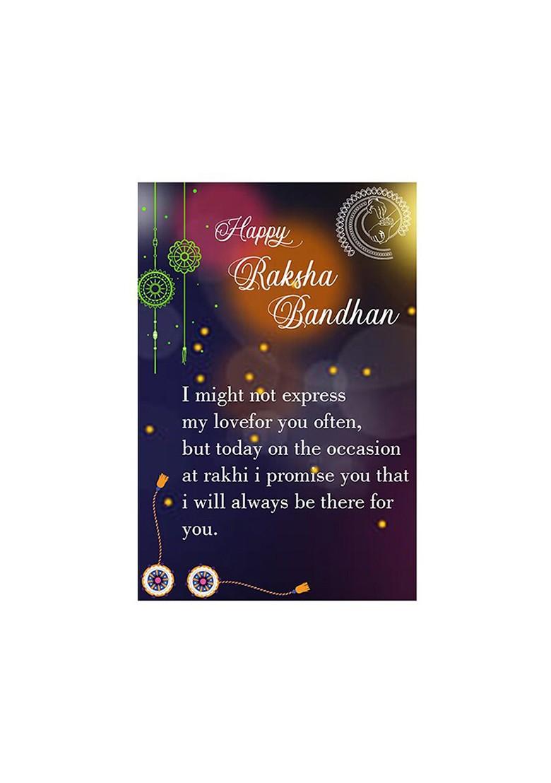 Unisex Set Of 2 Rakhis With Roli Chawal 1 Greeting Card And Pooja Thali