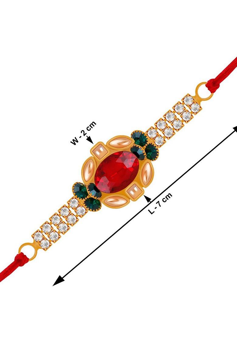 Set Of 2 Rakhi And Lumba With Roli Rice Greeting Card And Pooja Thali