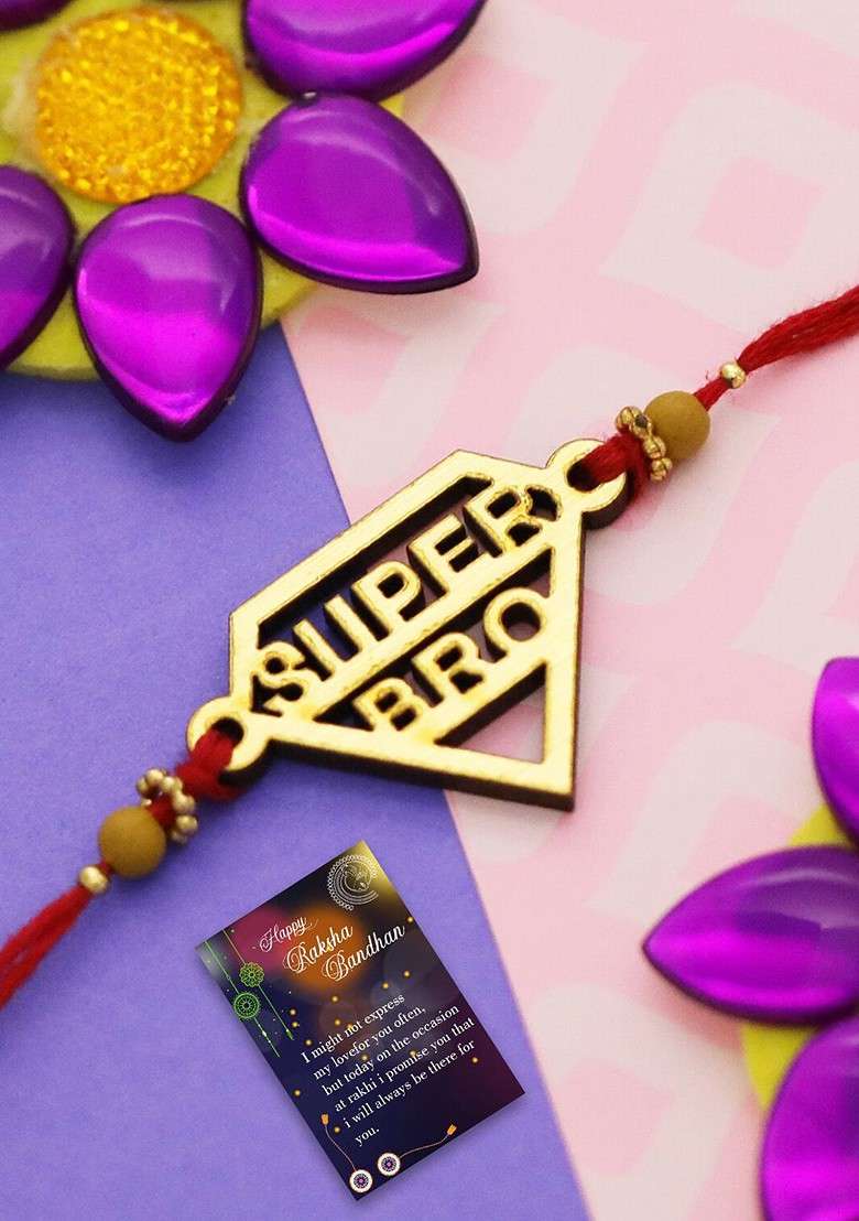 Set Of 2 Charm Detail Rakhis With Roli Chawal 1 Greeting Card And Pooja Thali - Indya