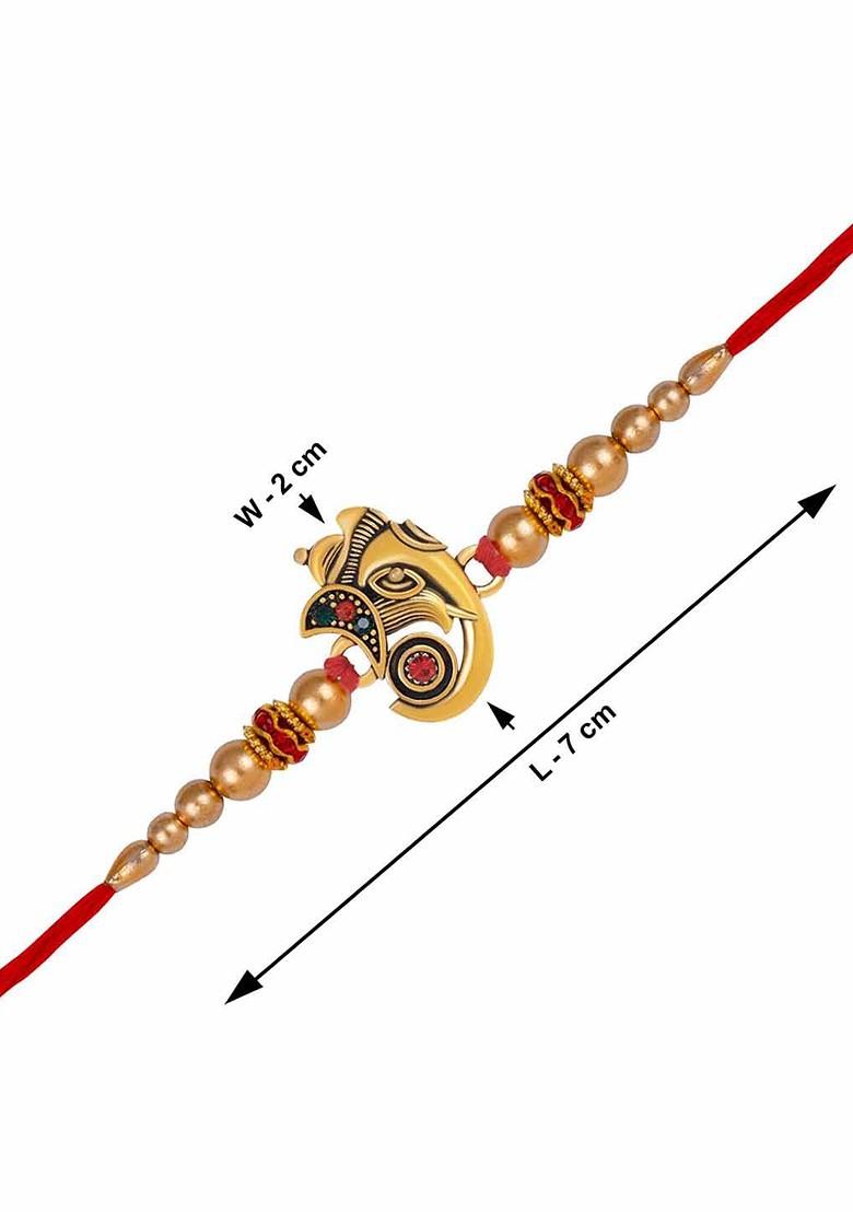 Unisex Set Of 2 Rakhis With Roli Chawal 1 Greeting Card And Pooja Thali