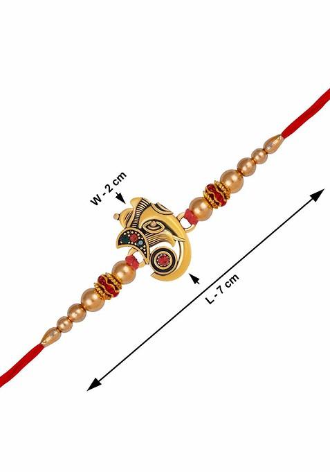 Unisex Set Of 2 Rakhis With Roli Chawal 1 Greeting Card And Pooja Thali