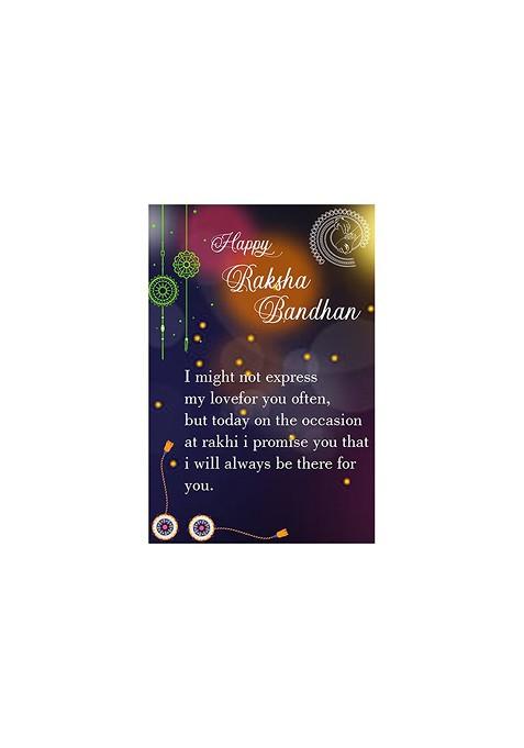 Unisex Set Of 2 Rakhis With Roli Chawal 1 Greeting Card And Pooja Thali