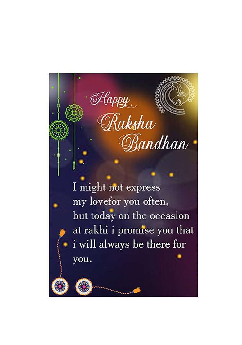 Unisex Set Of 2 Charm Rakhis With Roli Chawal 1 Greeting Card And Pooja Thali - Indya