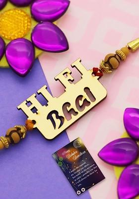 Unisex Set Of 2 Charm Rakhis With Roli Chawal 1 Greeting Card And Pooja Thali