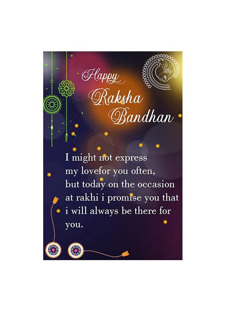 Unisex Set Of 2 Beaded Rakhi And Roli Chawal 1 Greeting Card And Pooja Thali