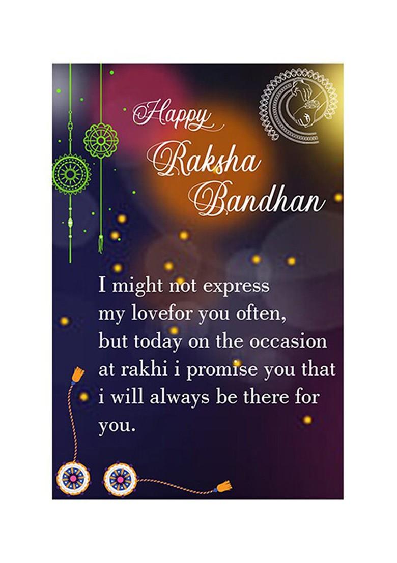 Unisex Set Of 2 Beaded Rakhi With Roli Chawal 1 Greeting Card And Pooja Thali