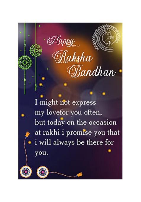 Unisex Set Of 2 Beaded Rakhi With Roli Chawal 1 Greeting Card And Pooja Thali