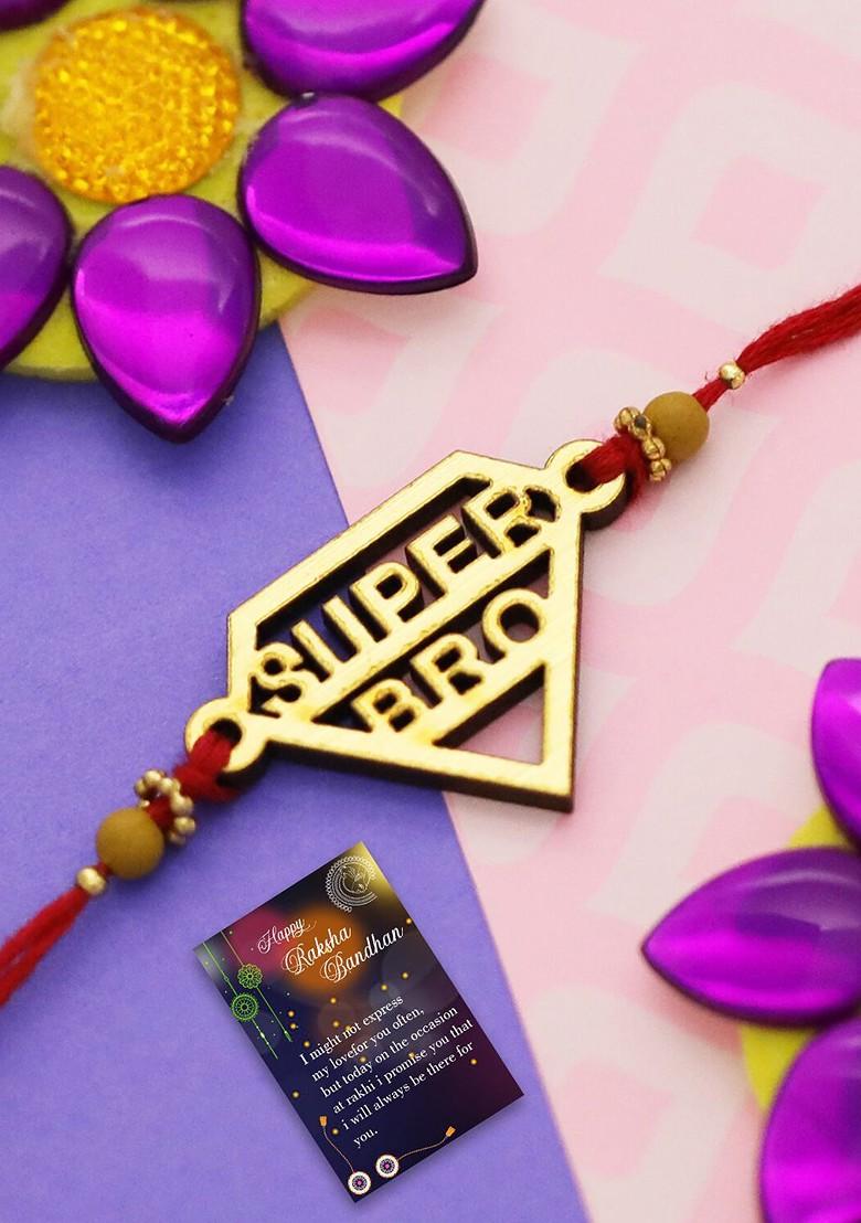 Unisex Set Of 2 Stone Beaded Rakhi With Roli Chawal And Greeting Card