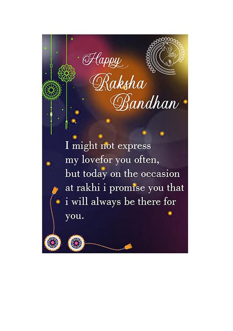 Unisex Set Of 2 Stone Beaded Rakhi With Roli Chawal And Greeting Card