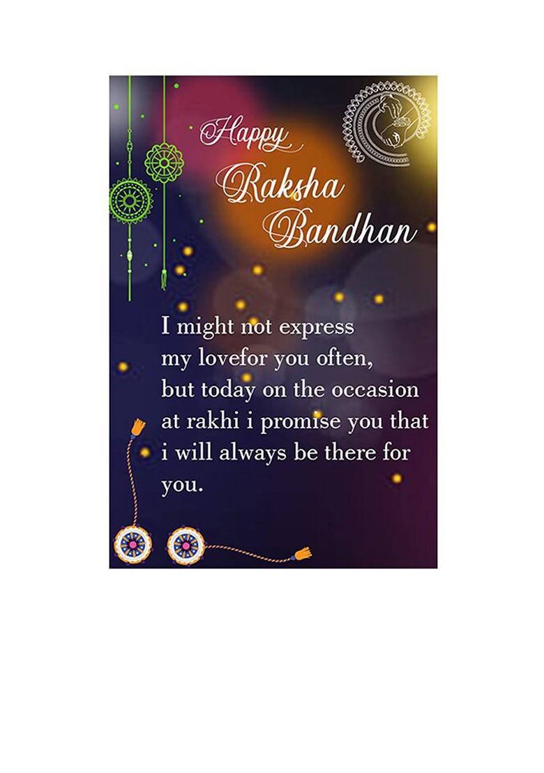 Unisex Set Of 2 Stone Studded And Beaded Rakhi With Roli Rice And Greeting Card