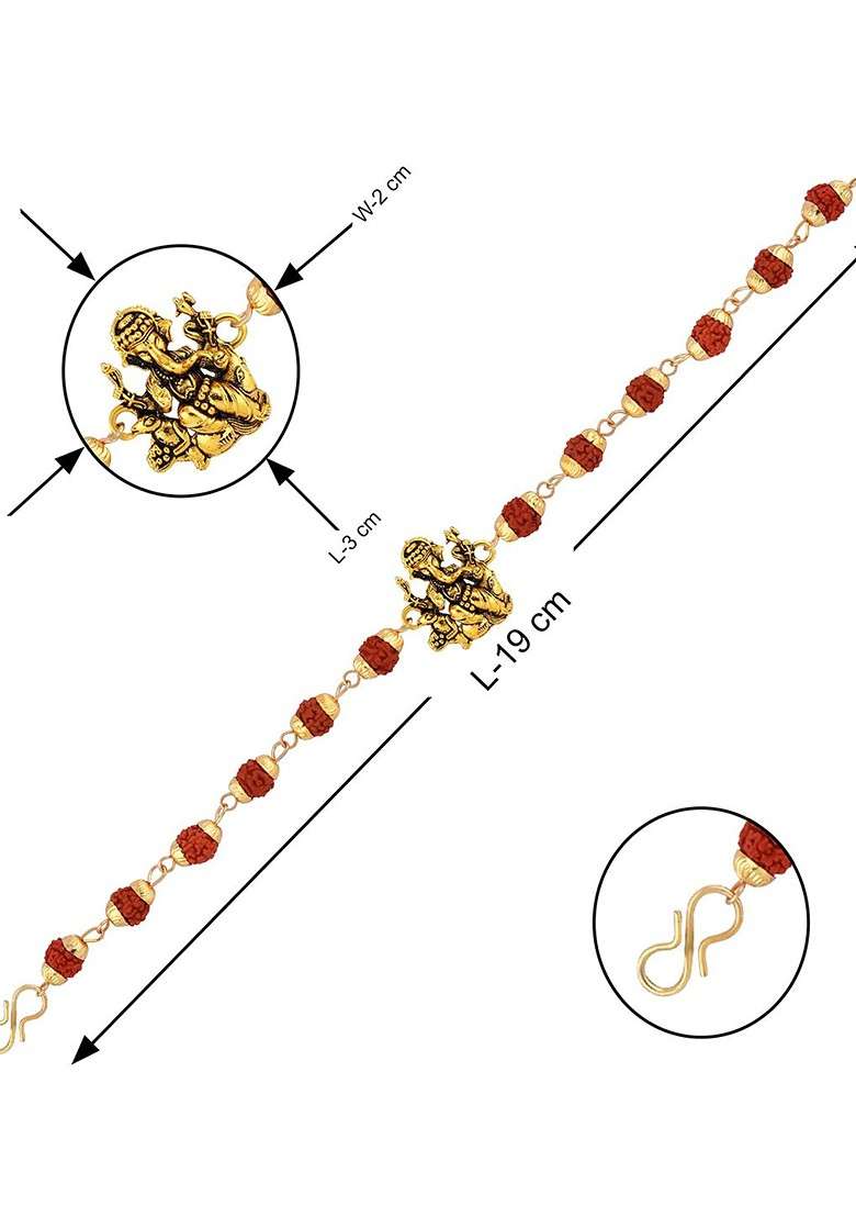 Unisex Set Of 2 Stone Studded And Beaded Rakhi With Roli Rice And Greeting Card - Indya