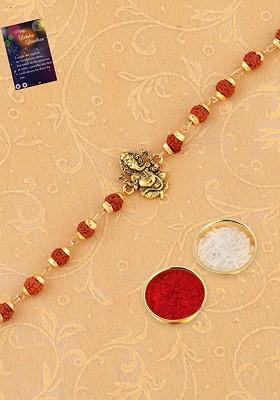 Set Of 2 Stone Studded And Beaded Thread Rakhis
