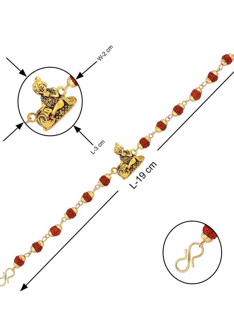 Unisex Set Of 2 Charm Studded Thread Rakhi With Greeting Card And Roli Chawal - Indya