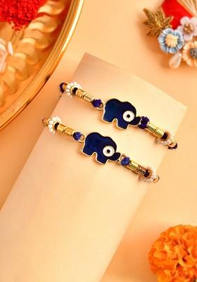 Set Of 2 Elephant Charm Detail Rakhis
