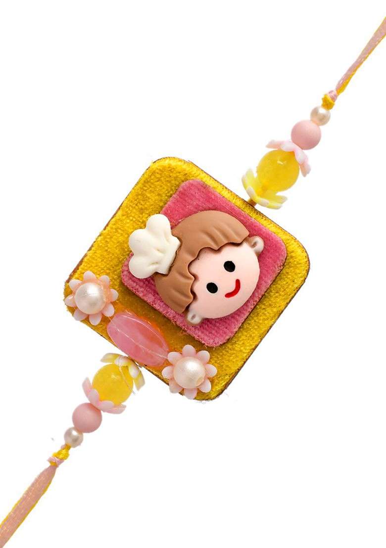 Kids Chef Charm Studded Thread Rakhi With Roli Chawal And Greeting Card - Indya