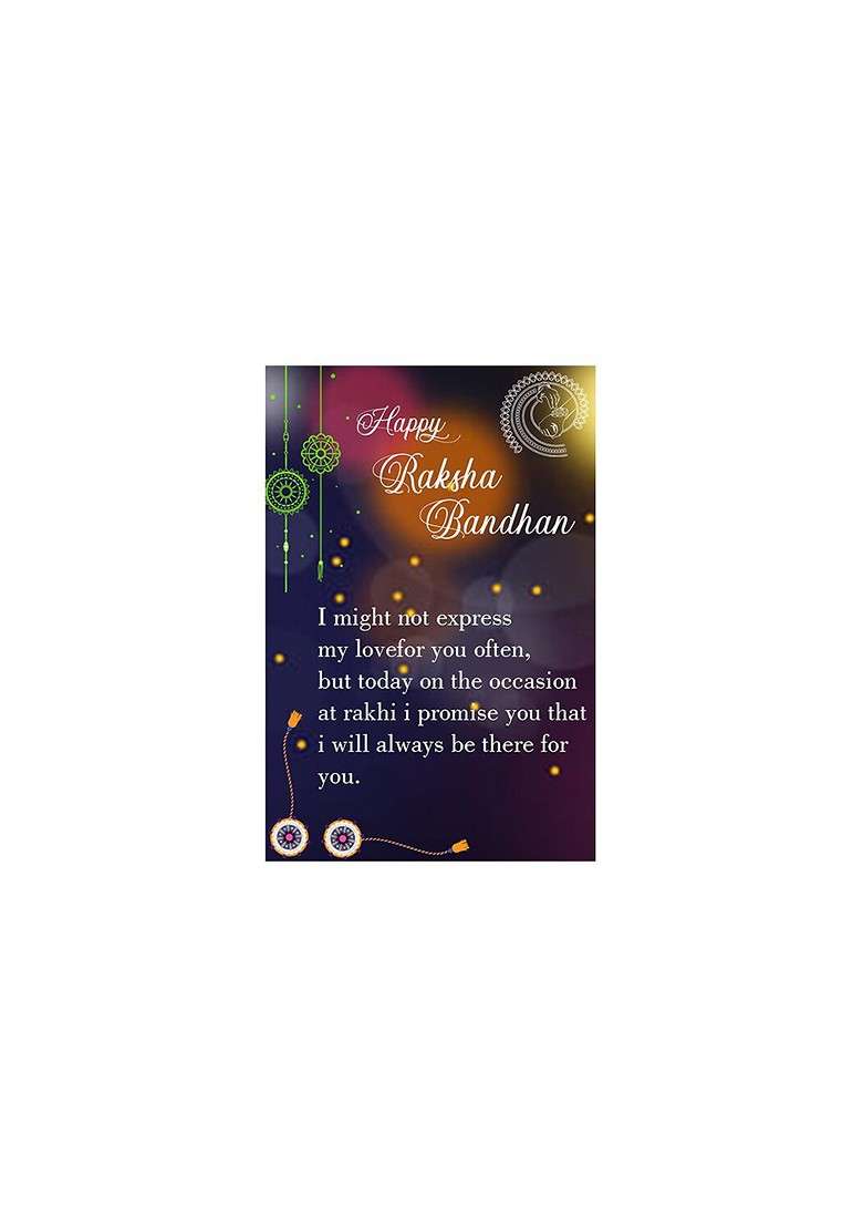 Unisex Set Of 2 Charm Detail Rakhis With Roli Chawal And 1 Greeting Card - Indya