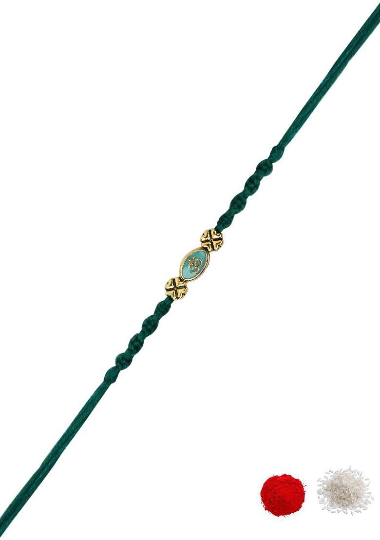 Om Thread Rakhi With Roli Chawal And Rakshabandhan Card - Indya