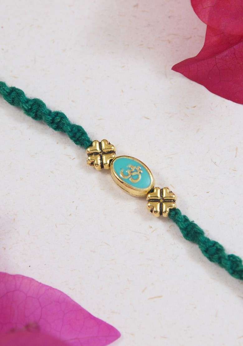 Om Thread Rakhi With Roli Chawal And Rakshabandhan Card - Indya