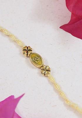 Om Thread Rakhi With Roli Chawal And Greeting Card