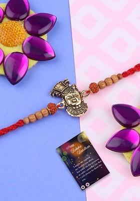 Set Of 2 Bhabhi Bhaiya Charm Detail Rakhis With Greeting Card And Roli Chawal