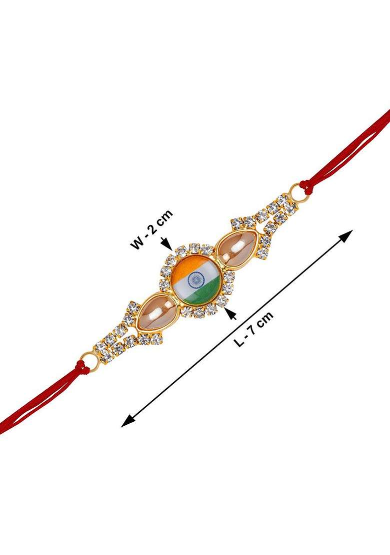 Set Of 2 Bhabhi Bhaiya Charm Detail Rakhis With Greeting Card And Roli Chawal - Indya