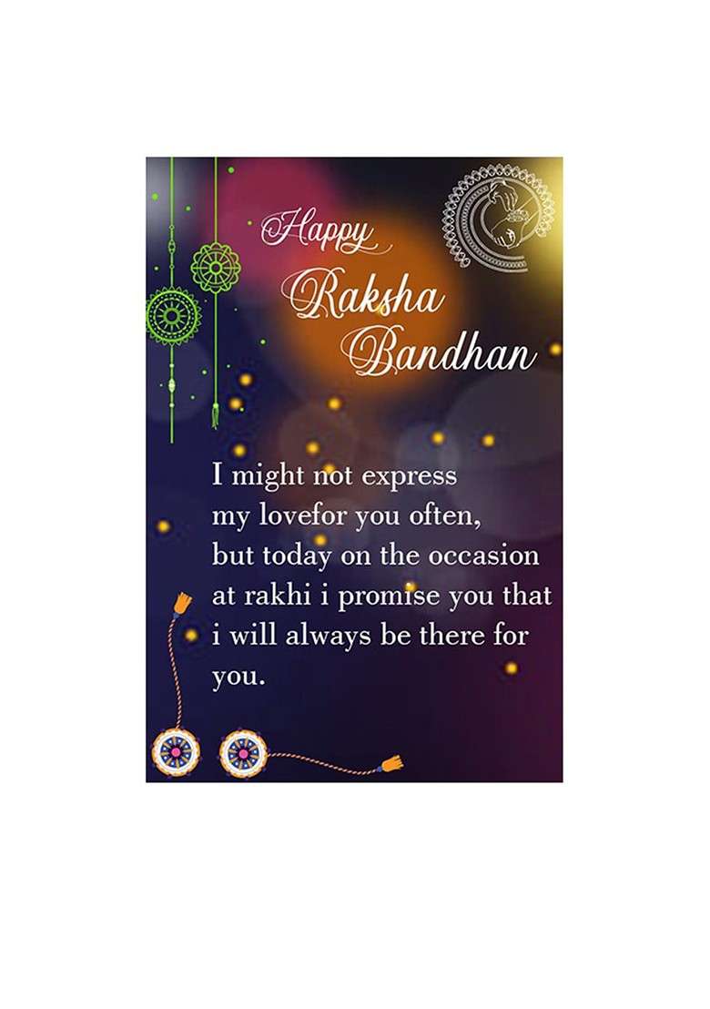 Set Of 2 Charm Detail Rakhis With Roli Chawal And 1 Greeting Card - Indya