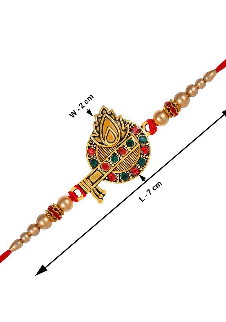 Set Of 2 Charm Detail Bhabhi Bhaiya Rakhis With Roli Chawal And 1 Greeting Card - Indya