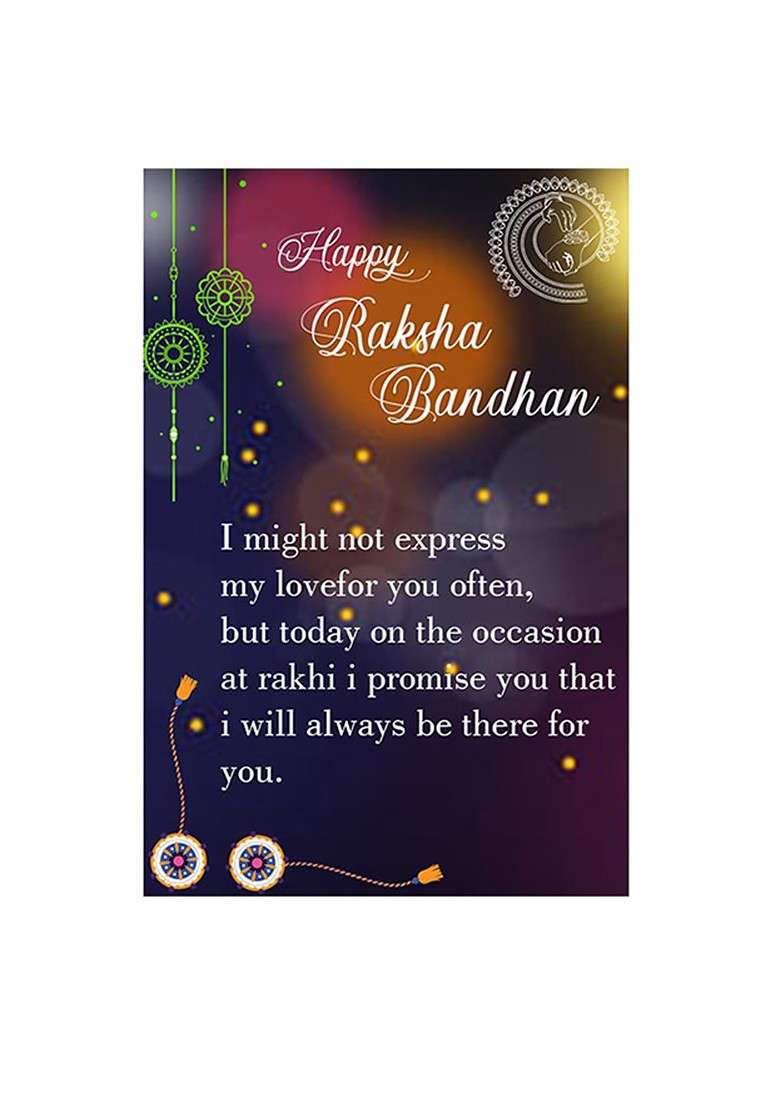 Set Of 2 Charm Detail Rakhis With Greeting Card And Roli Chawal - Indya