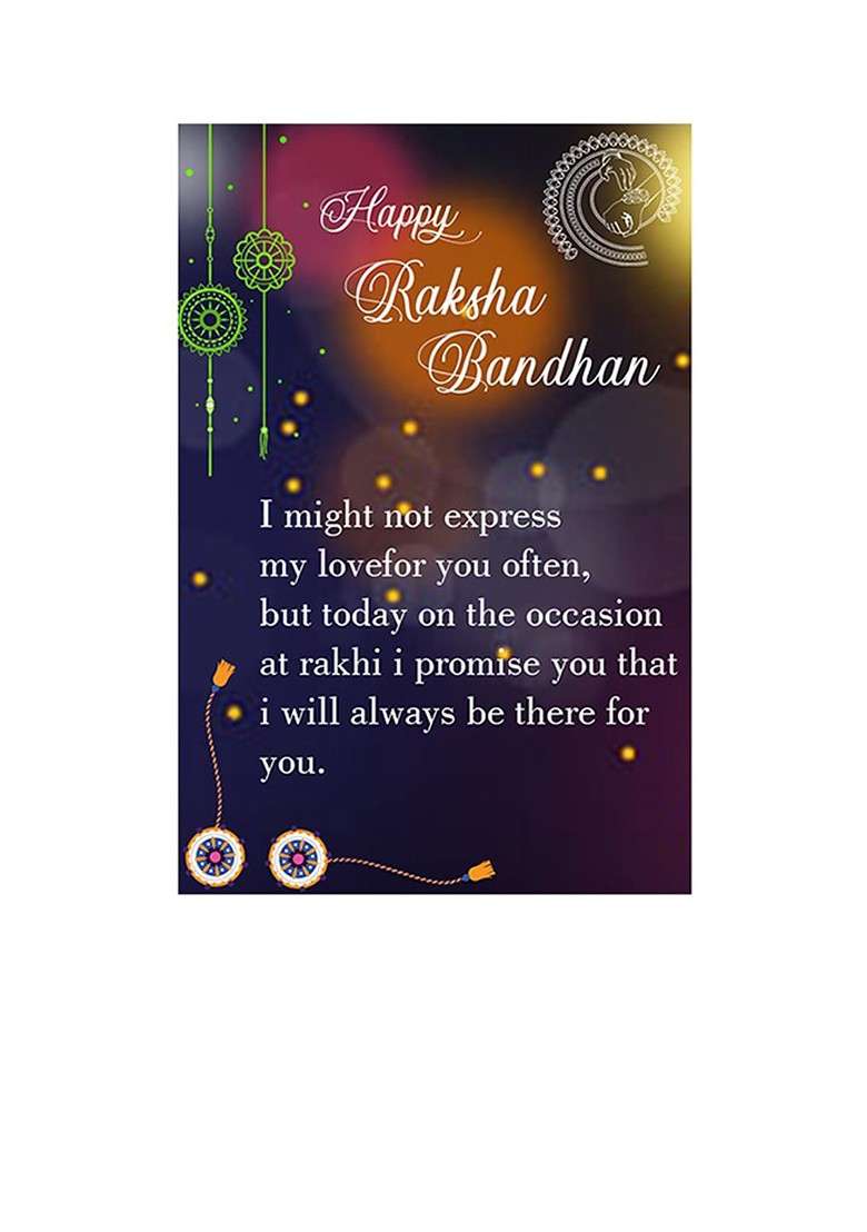 Unisex Set Of 2 Beaded Thread Rakhi With Greeting Card And Roli Chawal - Indya