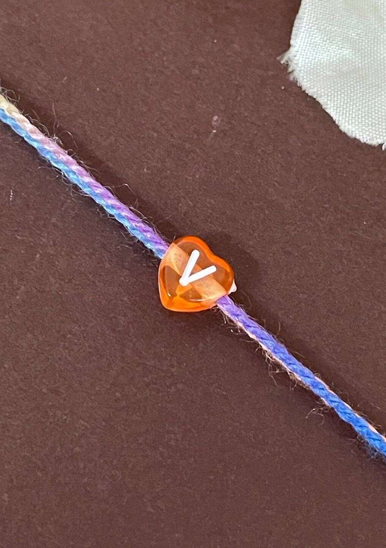 V Alphabet Charm Detail Rakhi - Indya