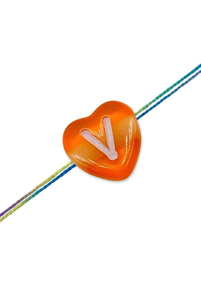 V Alphabet Charm Detail Rakhi - Indya