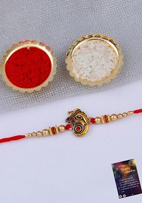Unisex Set Of 2 Stone Studded And Beaded Rakhi