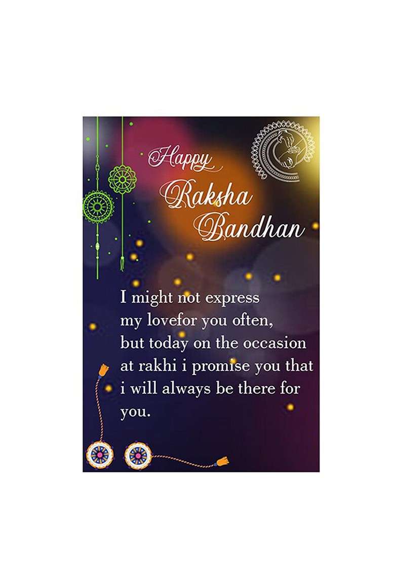 Unisex Set Of 2 Bhaiya Bhabhi Rakhi With Greeting Card And Roli Chawal - Indya