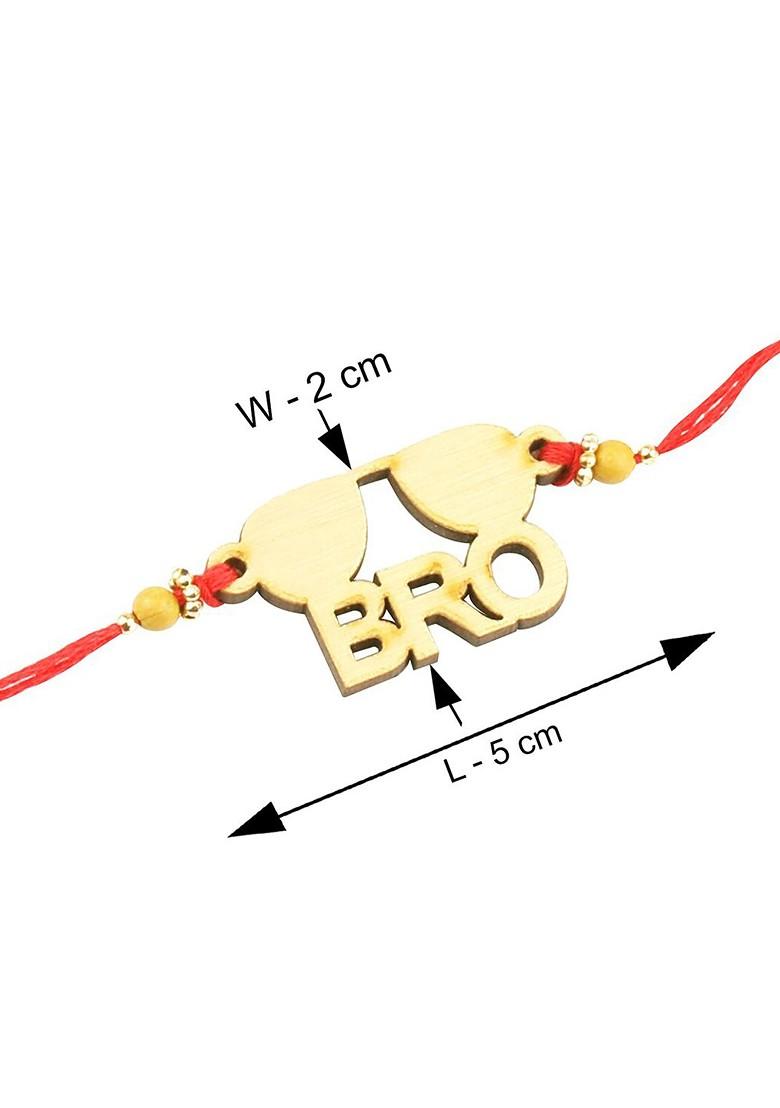 Unisex Set Of 2 Charm Studded Thread Rakhi With Greeting Card And Roli Chawal