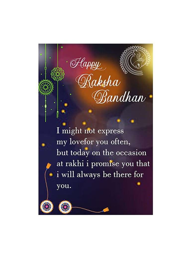 Unisex Set Of 2 Charm Studded Thread Rakhi With Greeting Card And Roli Chawal - Indya
