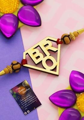 Unisex Set Of 2 Beaded Rakhis With Roli Rice And Greeting Card