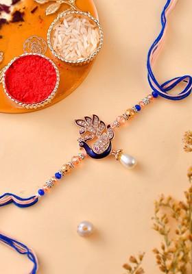 Beads And Stones Handcrafted Royal Peacock Rakhi