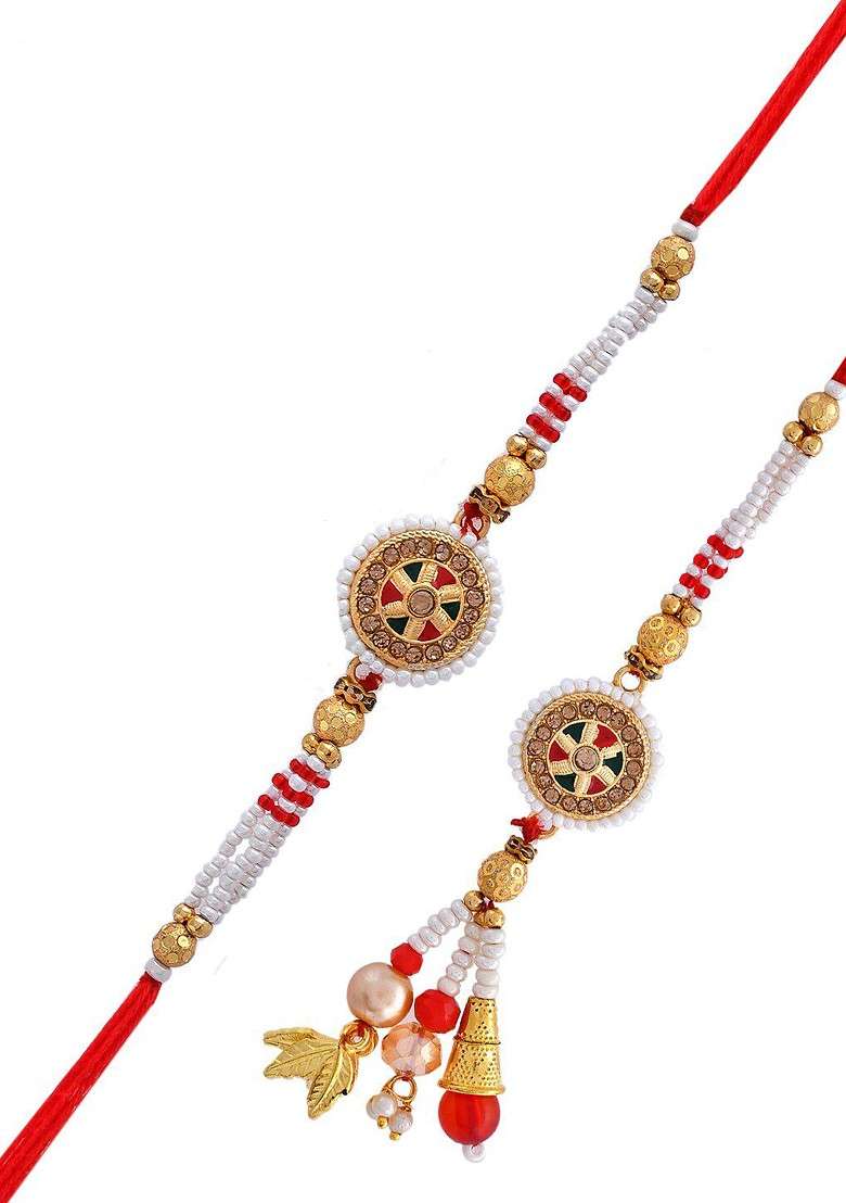 Unisex Set Of 2 Traditional Bhaiya Bhabhi Rakhi - Indya