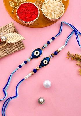 Unisex Set Of 2 Evil Eye Charm Detail Rakhis