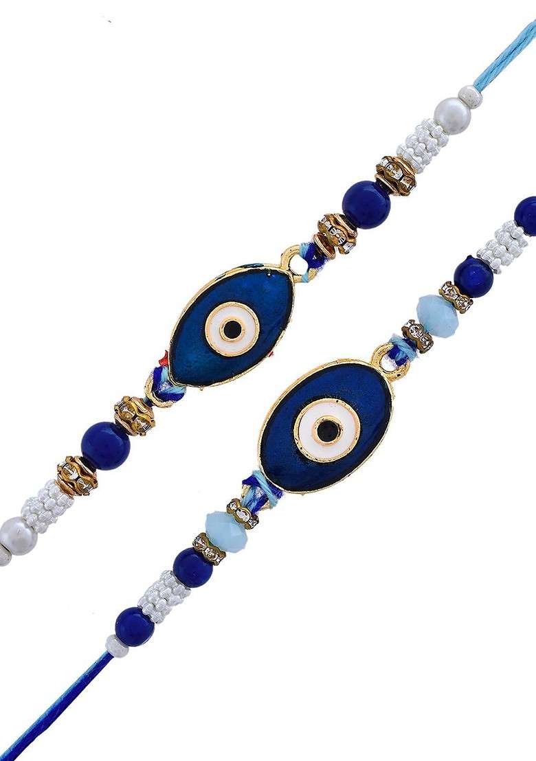 Unisex Set Of 2 Evil Eye Charm Detail Rakhis - Indya