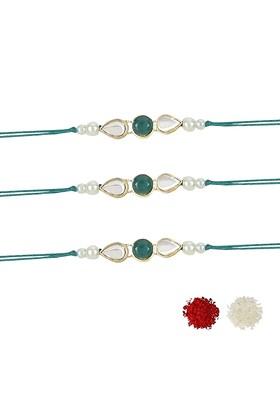 Set Of 3 Kundan Studded Rakhis