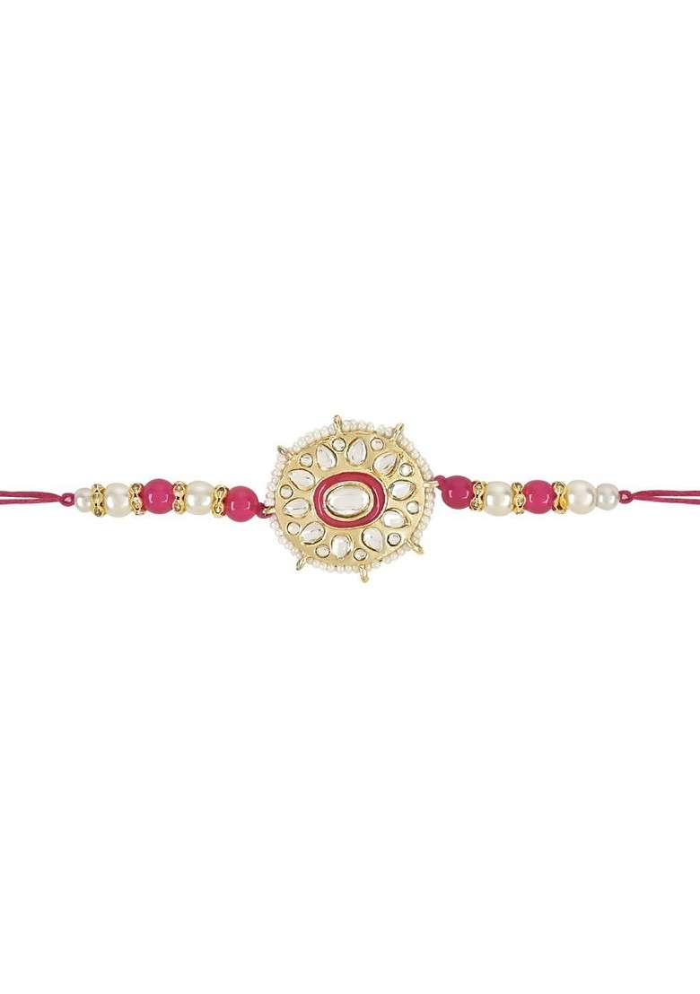 Set Of 2 Kundan Studded Thread Rakhis - Indya