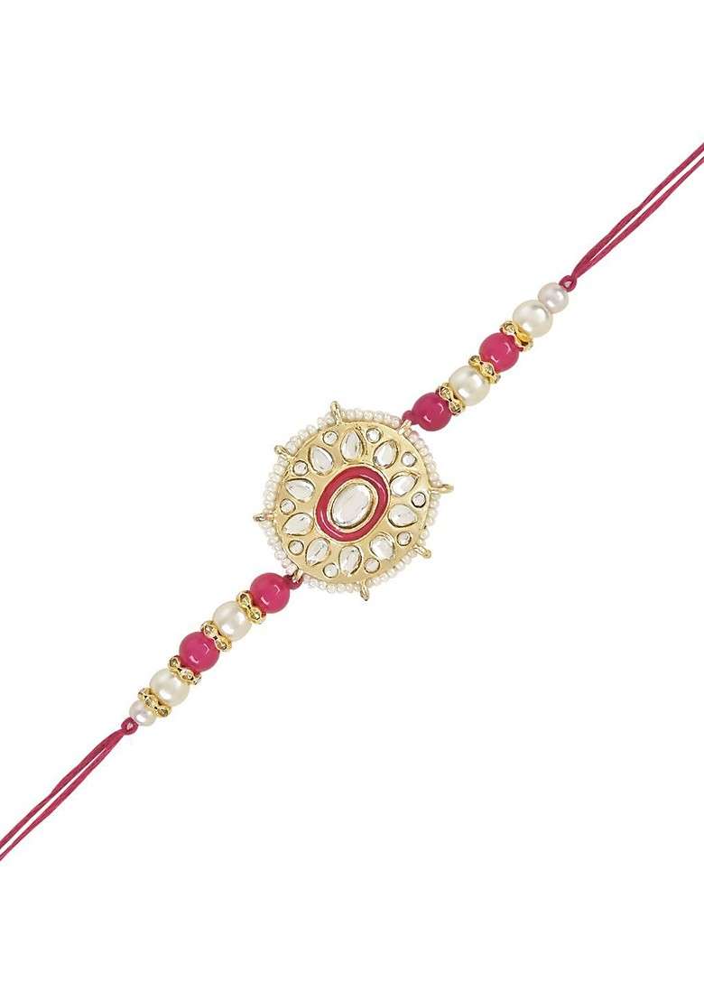 Set Of 2 Kundan Studded Thread Rakhis - Indya